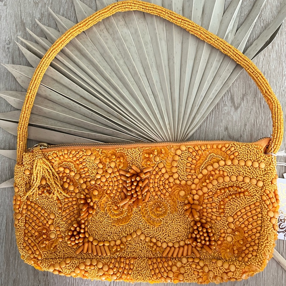 MANGO YELLOW VIRAL BEADED BAG HANDCRAFTED NWT